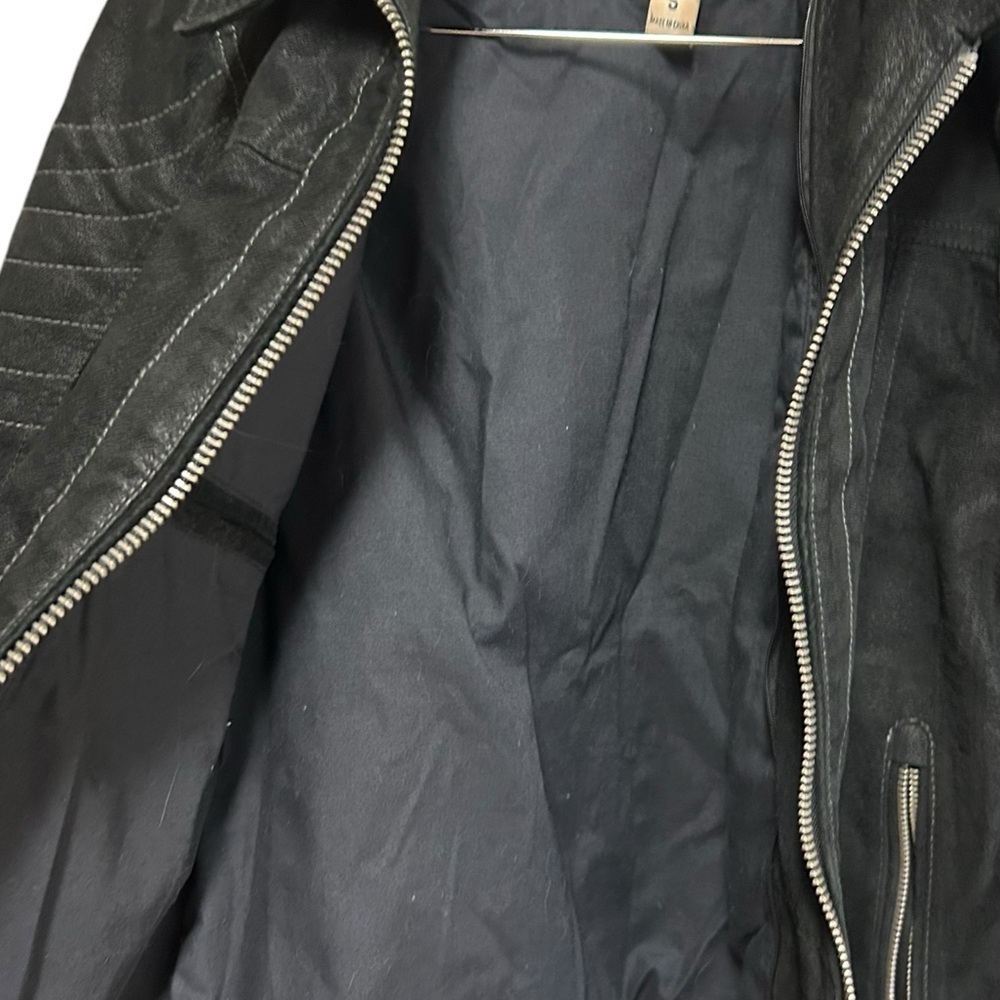 Vintage Wilson Jacket size small Black Motorcycle Suede Genuine Leather Zip up - Picture 4 of 10